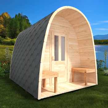 Fasssauna / Gartensauna / Banja / Viking 3,0 m mit Balkon